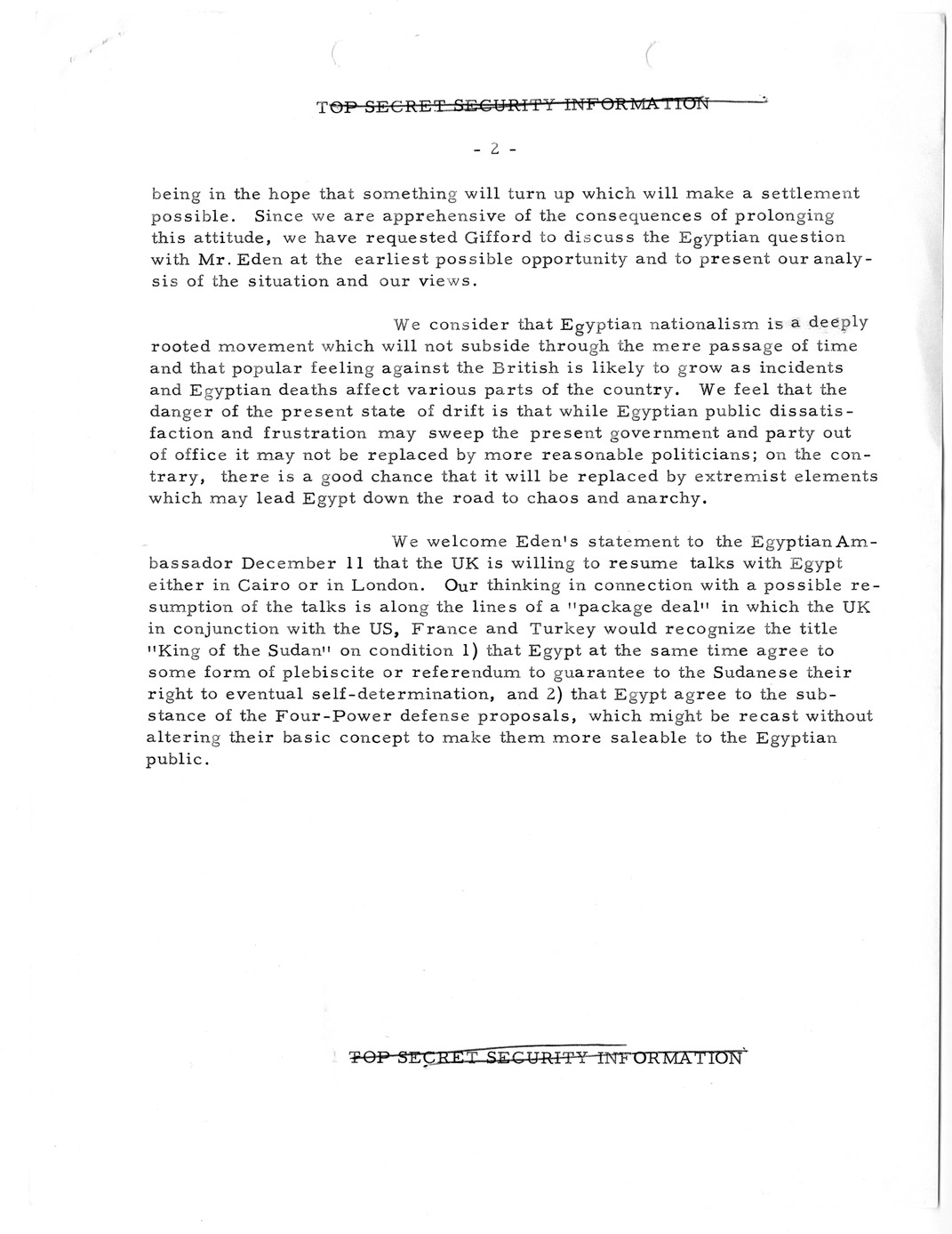 Memorandum, State Department Summary of Telegrams