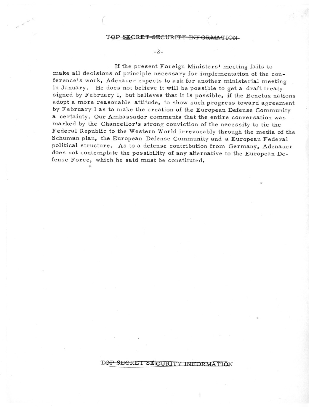 Memorandum, State Department Summary of Telegrams