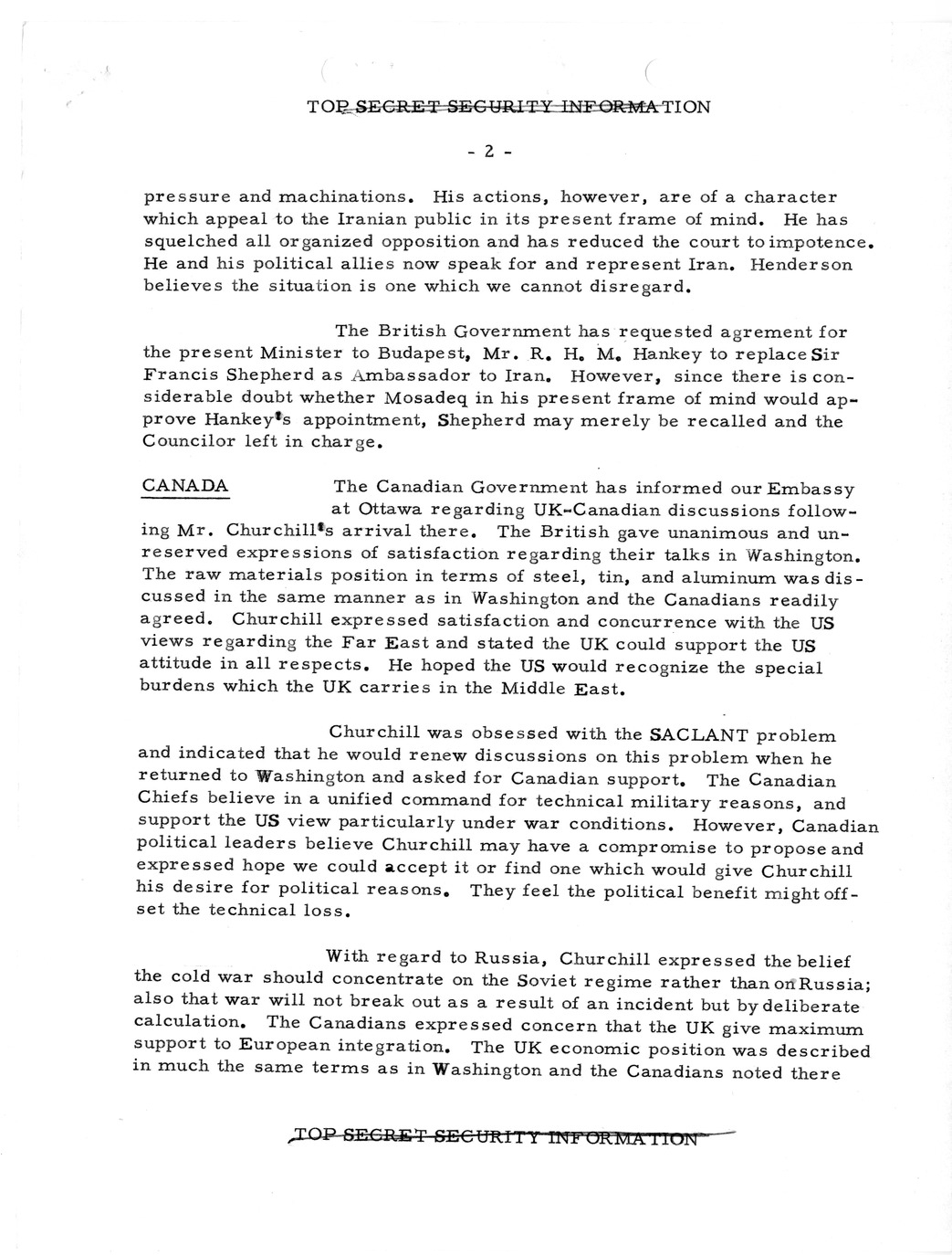 Memorandum, State Department Summary of Telegrams