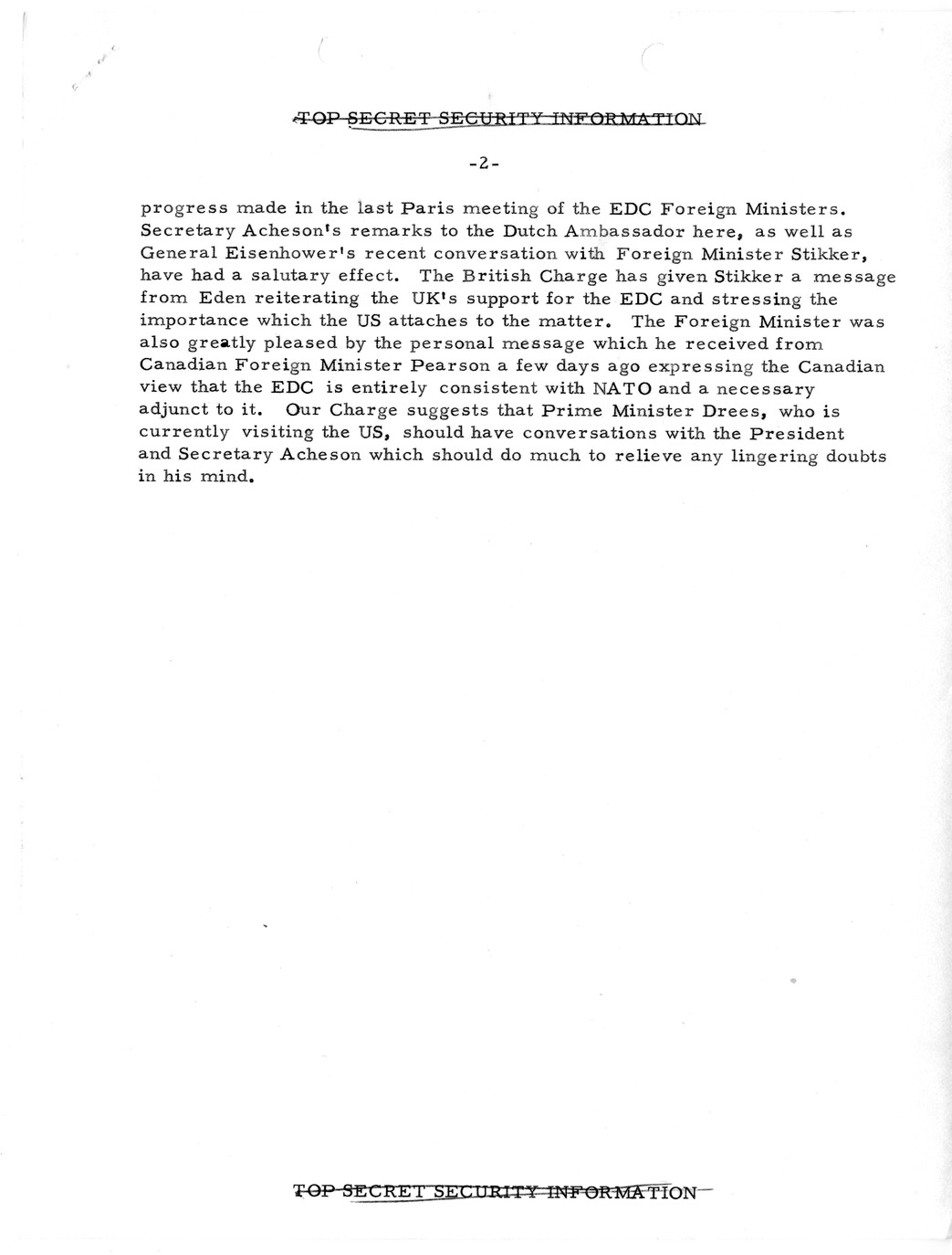 Memorandum, State Department Summary of Telegrams