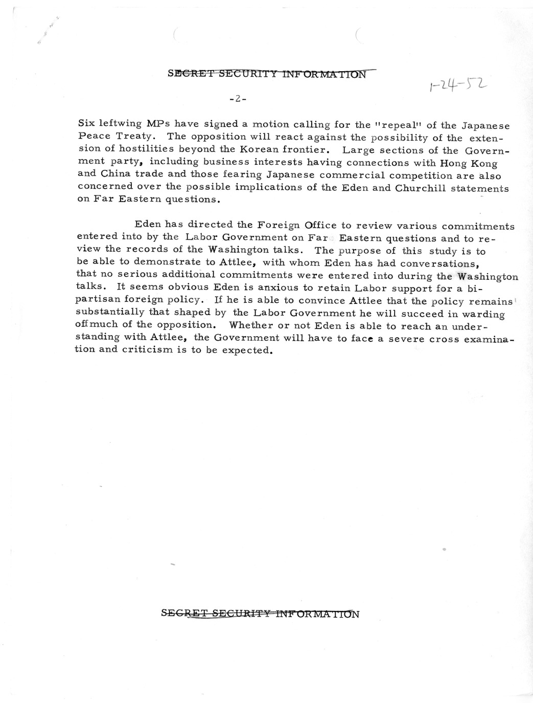 Memorandum, State Department Summary of Telegrams