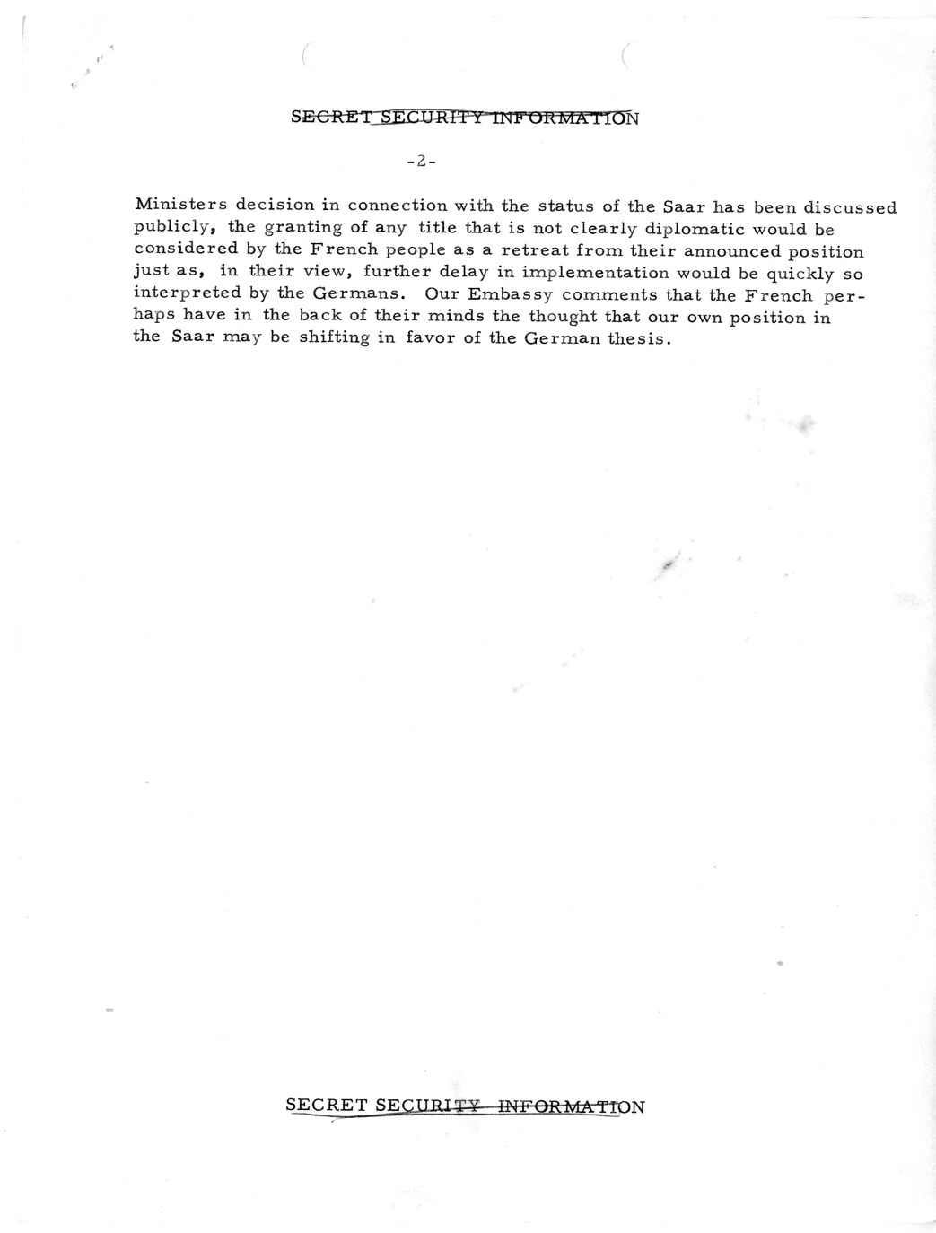 Memorandum, State Department Summary of Telegrams