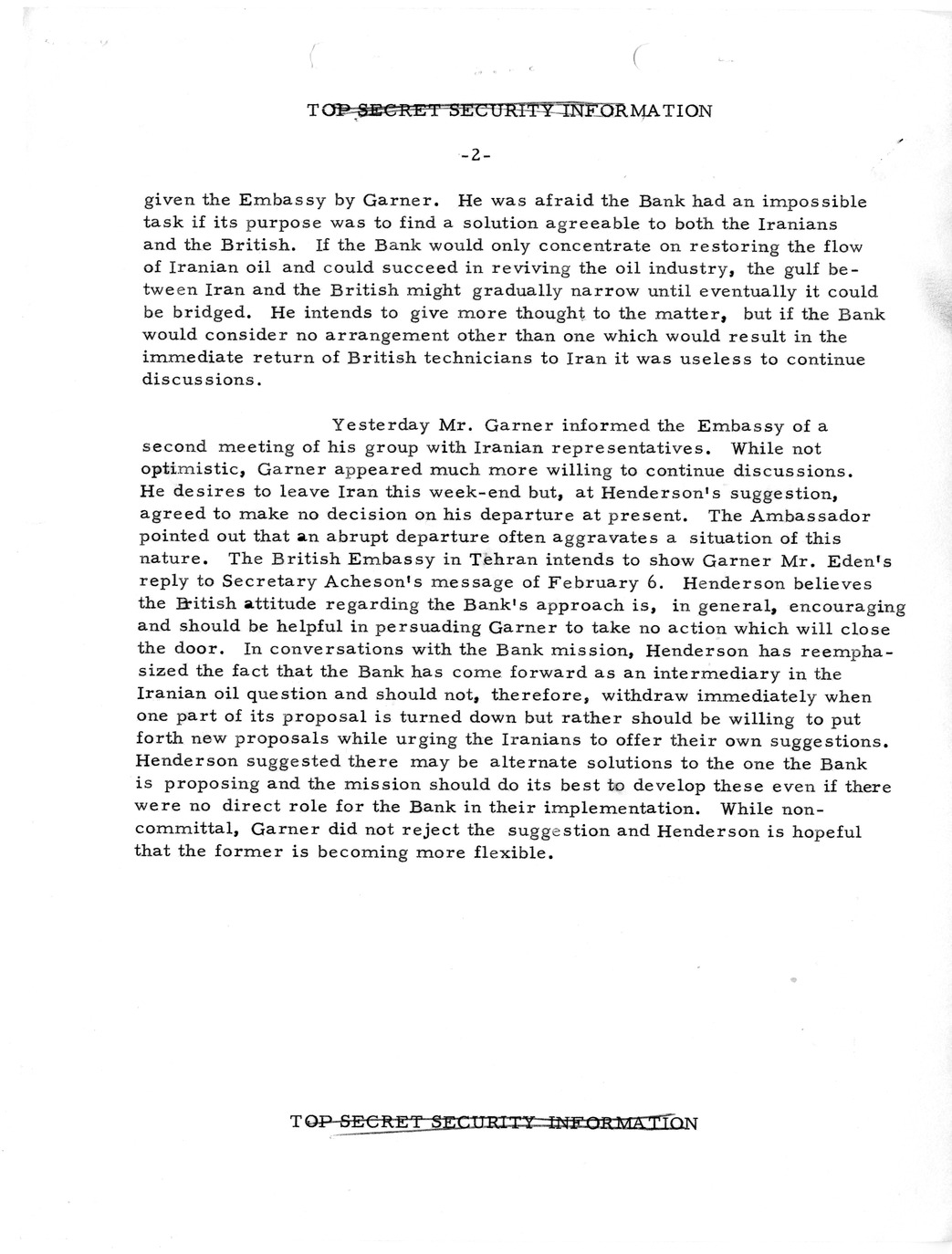 Memorandum, State Department Summary of Telegrams