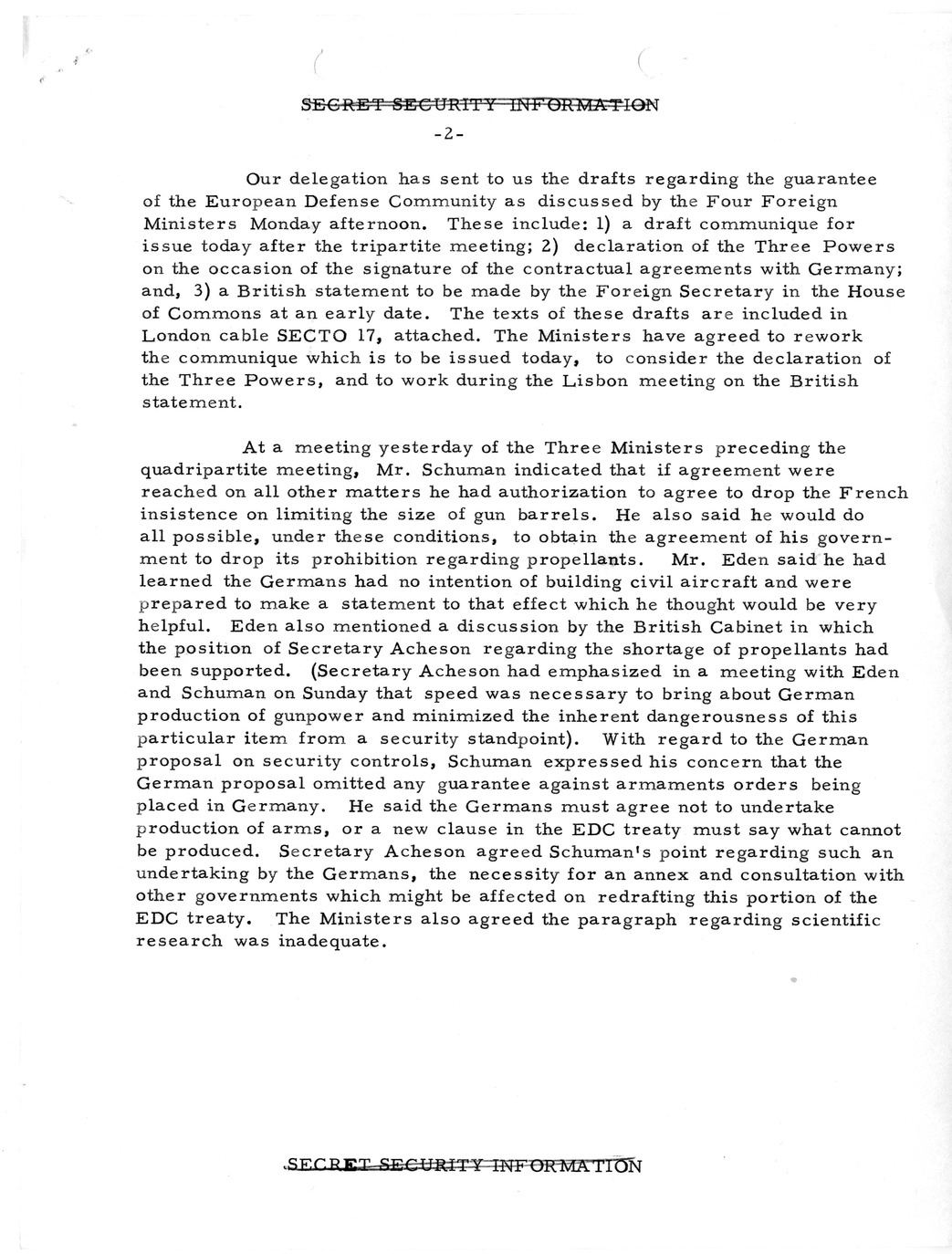 Memorandum, State Department Summary of Telegrams