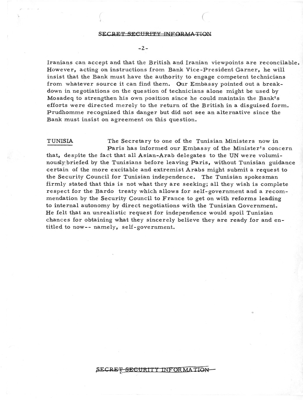 Memorandum, State Department Summary of Telegrams