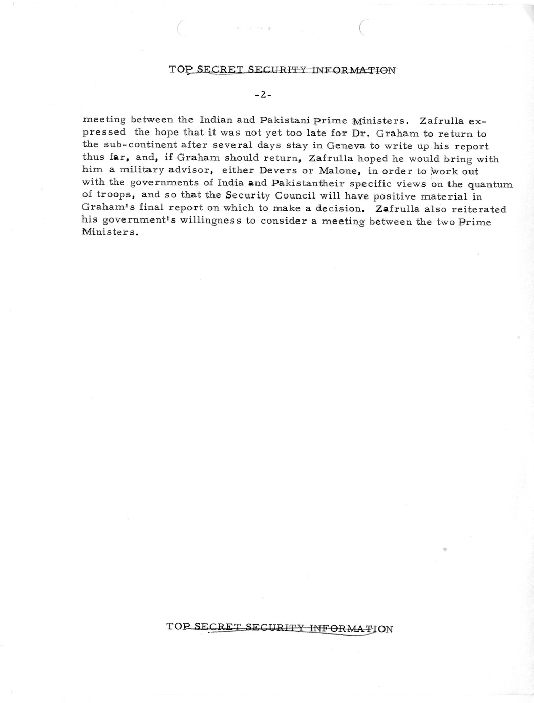 Memorandum, State Department Summary of Telegrams