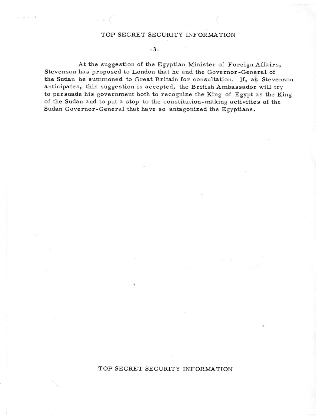 Memorandum, State Department Summary of Telegrams