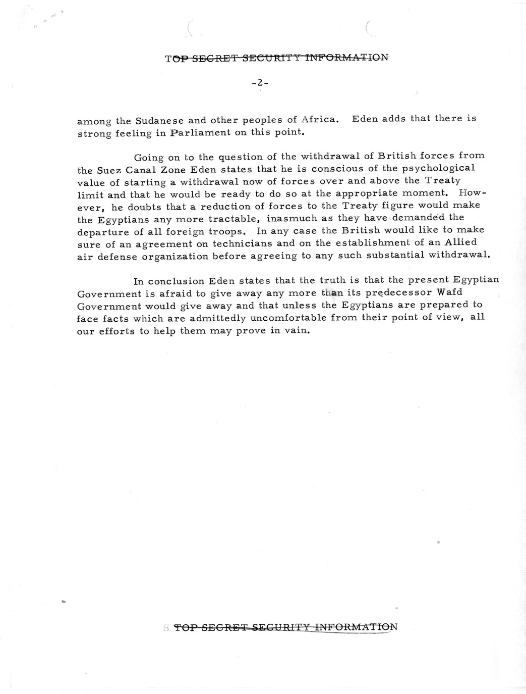 Memorandum, State Department Summary of Telegrams