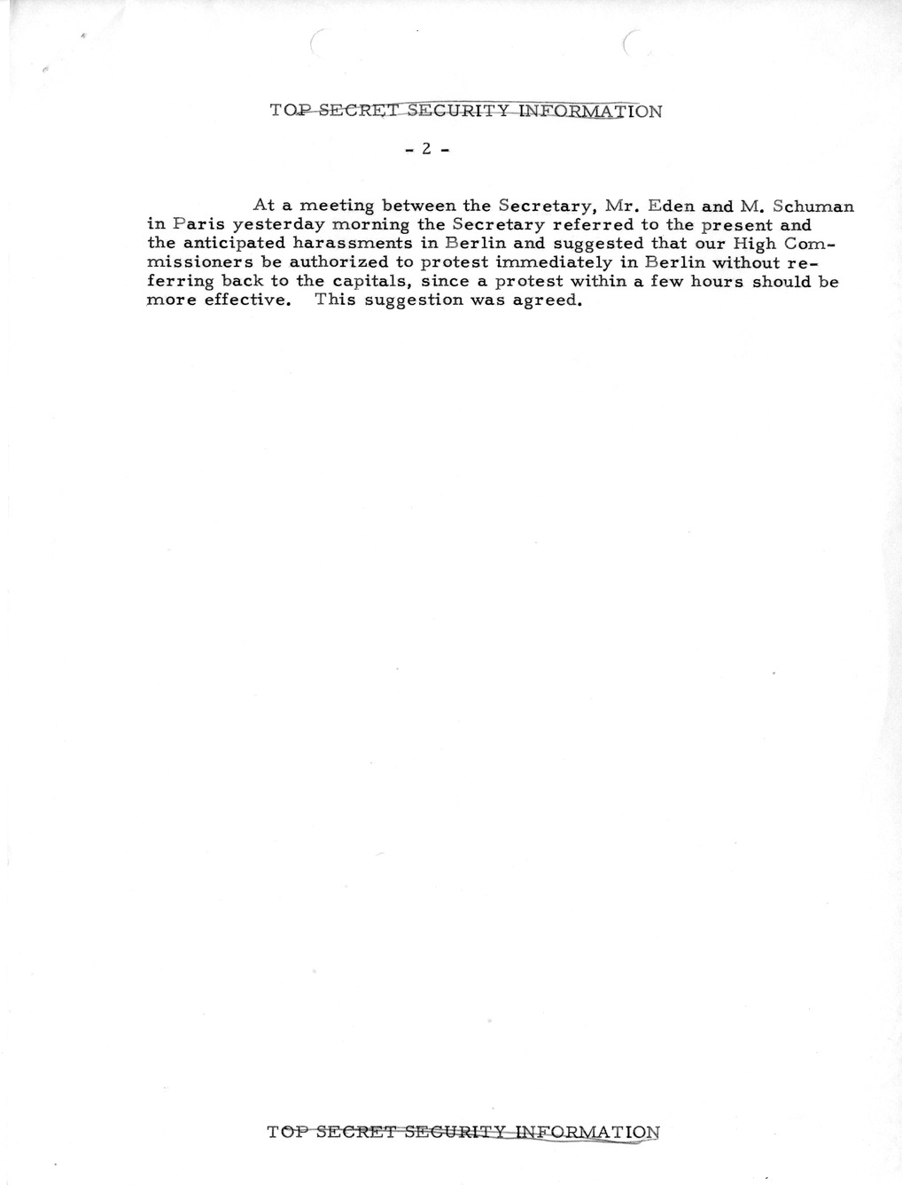 Memorandum, State Department Summary of Telegrams