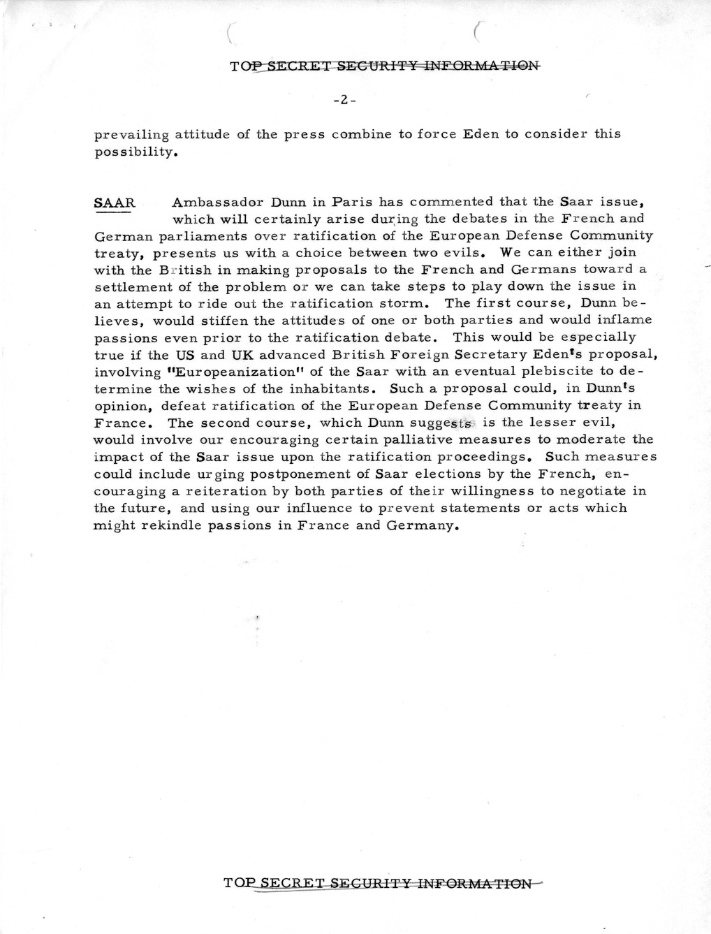 Memorandum, State Department Summary of Telegrams