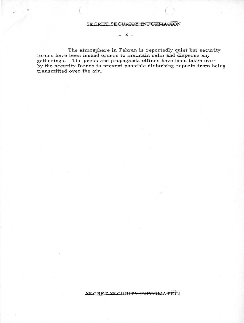 Memorandum, State Department Summary of Telegrams