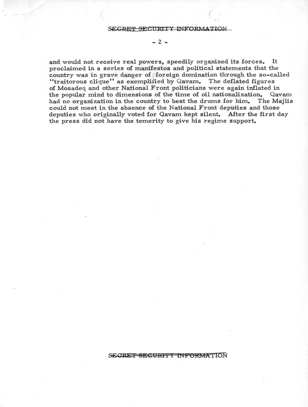 Memorandum, State Department Summary of Telegrams