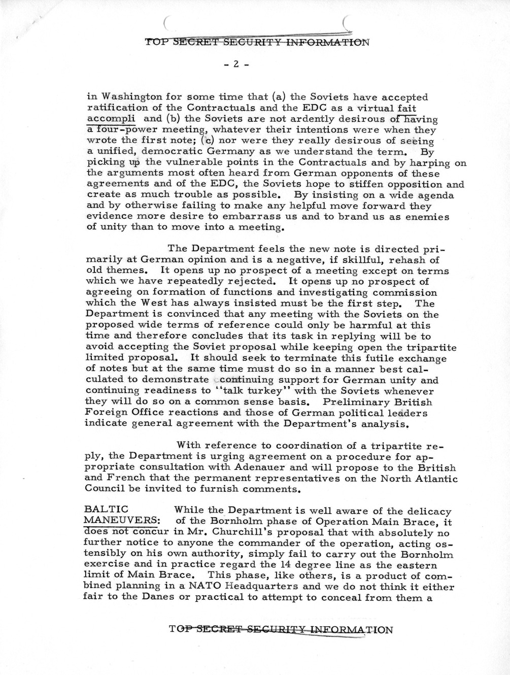 Memorandum, State Department Summary of Telegrams