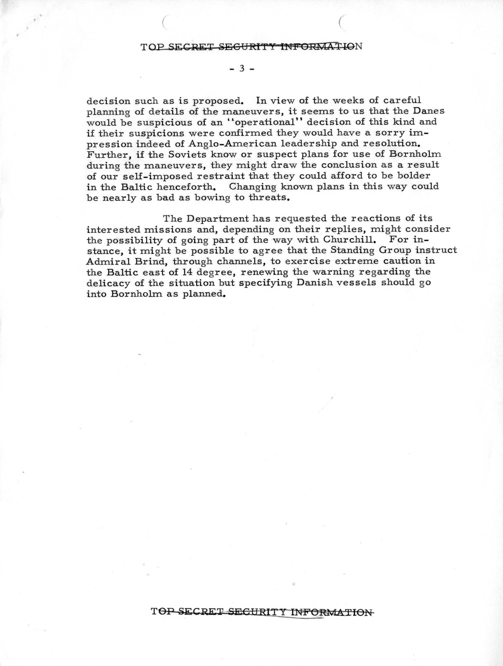 Memorandum, State Department Summary of Telegrams