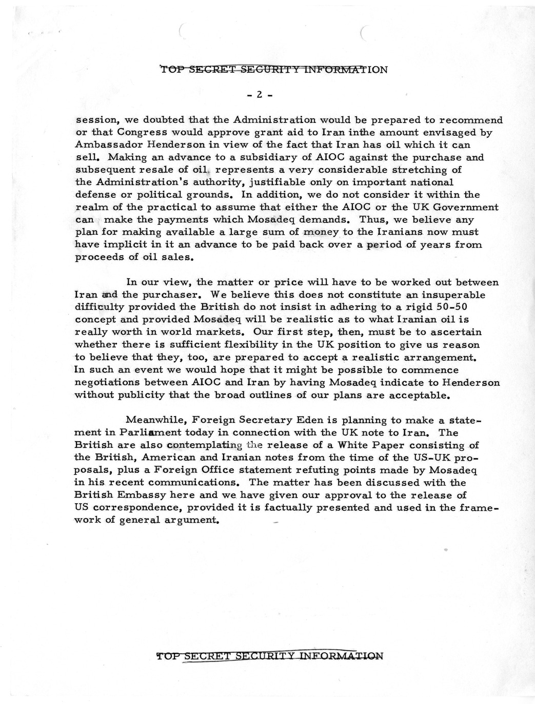 Memorandum, State Department Summary of Telegrams