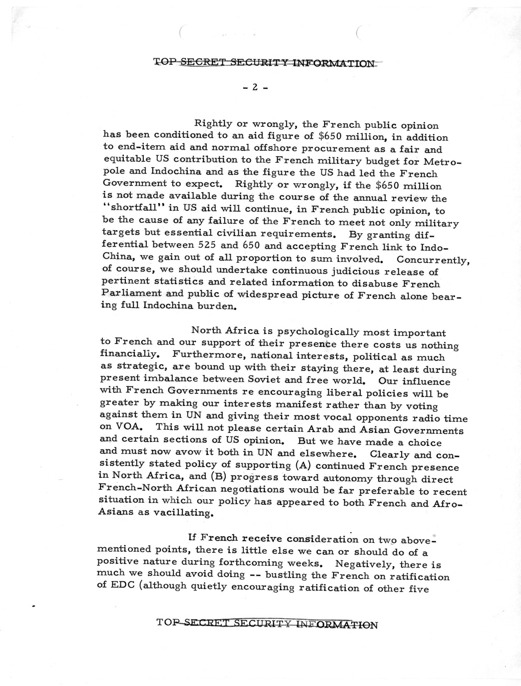 Memorandum, State Department Summary of Telegrams