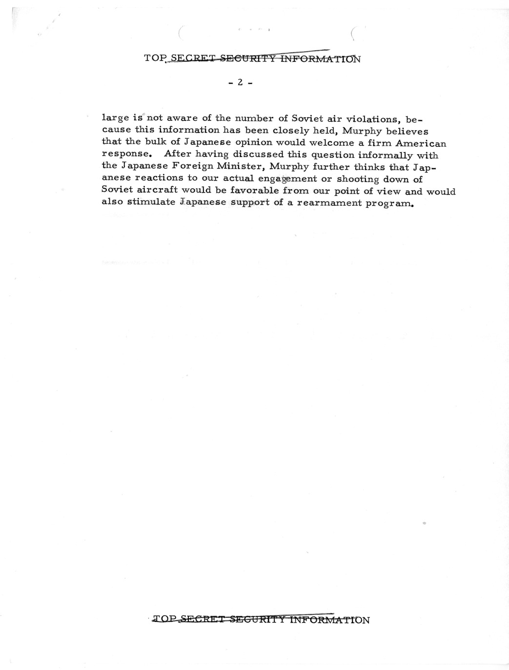 Memorandum, State Department Summary of Telegrams