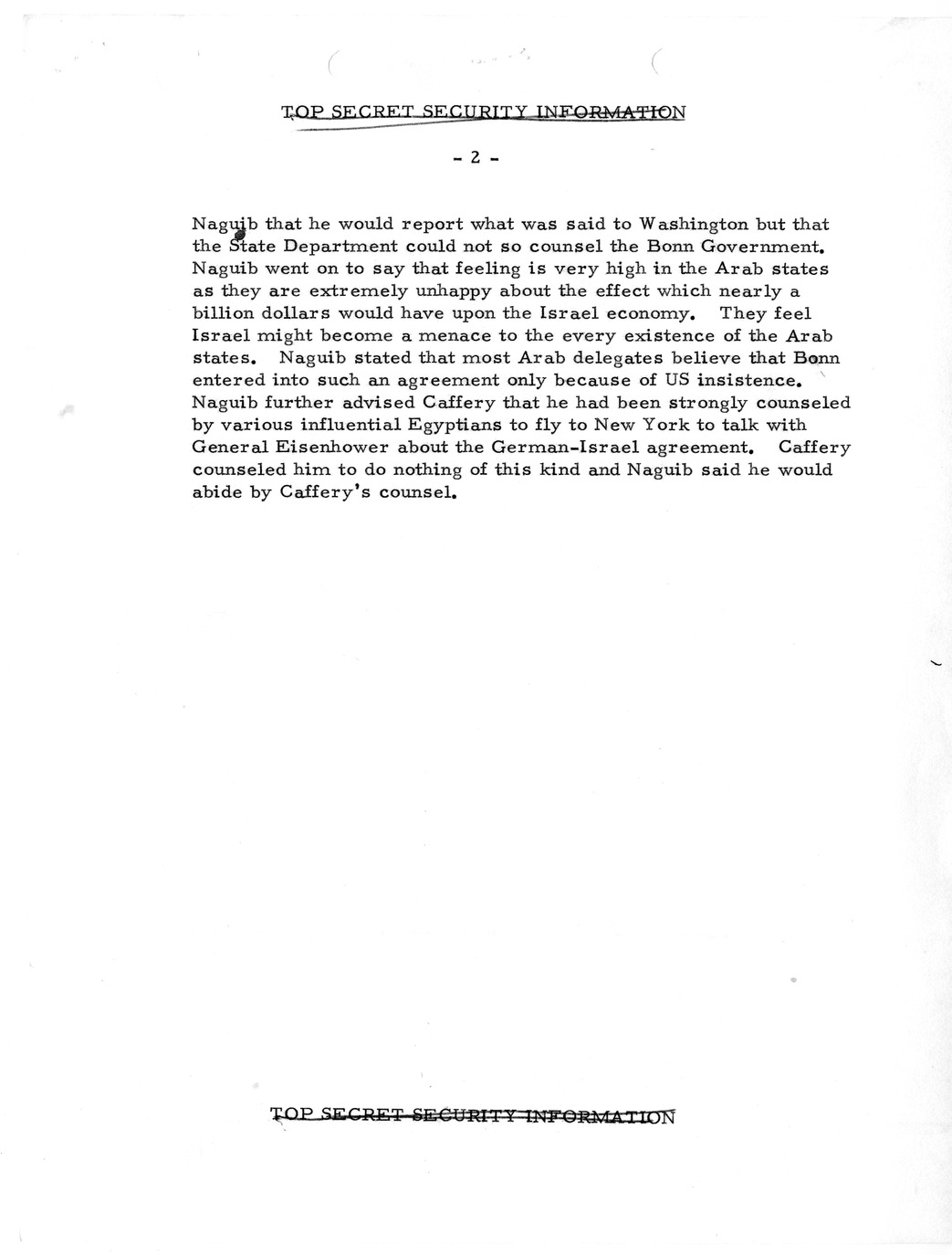 Memorandum, State Department Summary of Telegrams