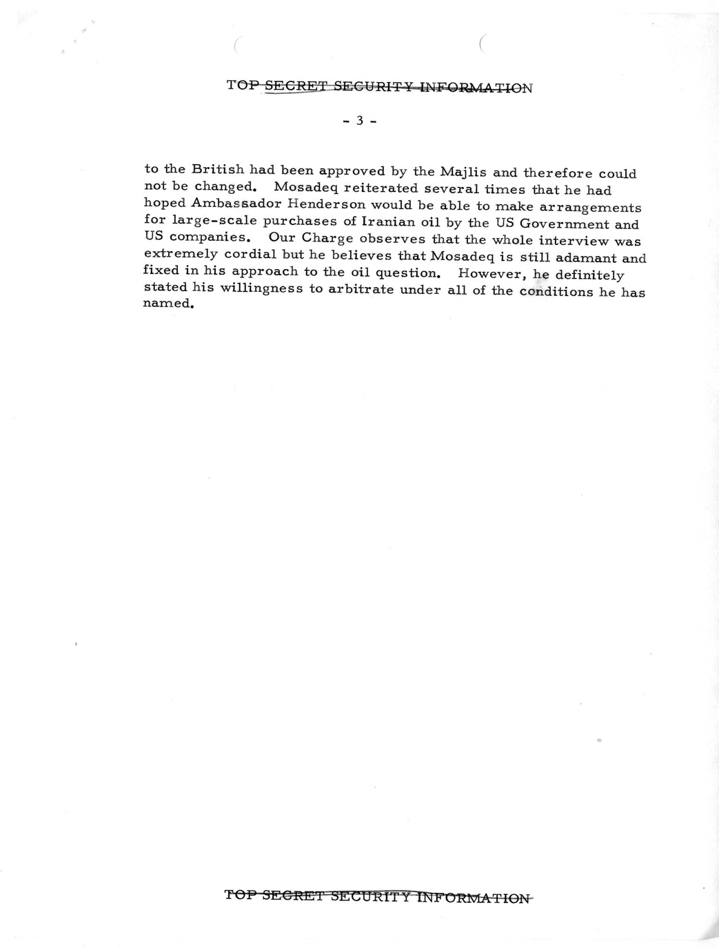 Memorandum, State Department Summary of Telegrams