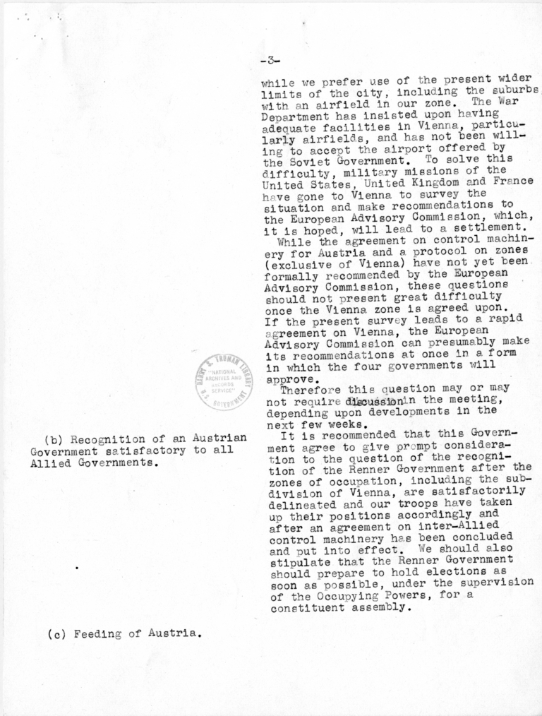 Memorandum from Joseph C. Grew to President Harry S. Truman