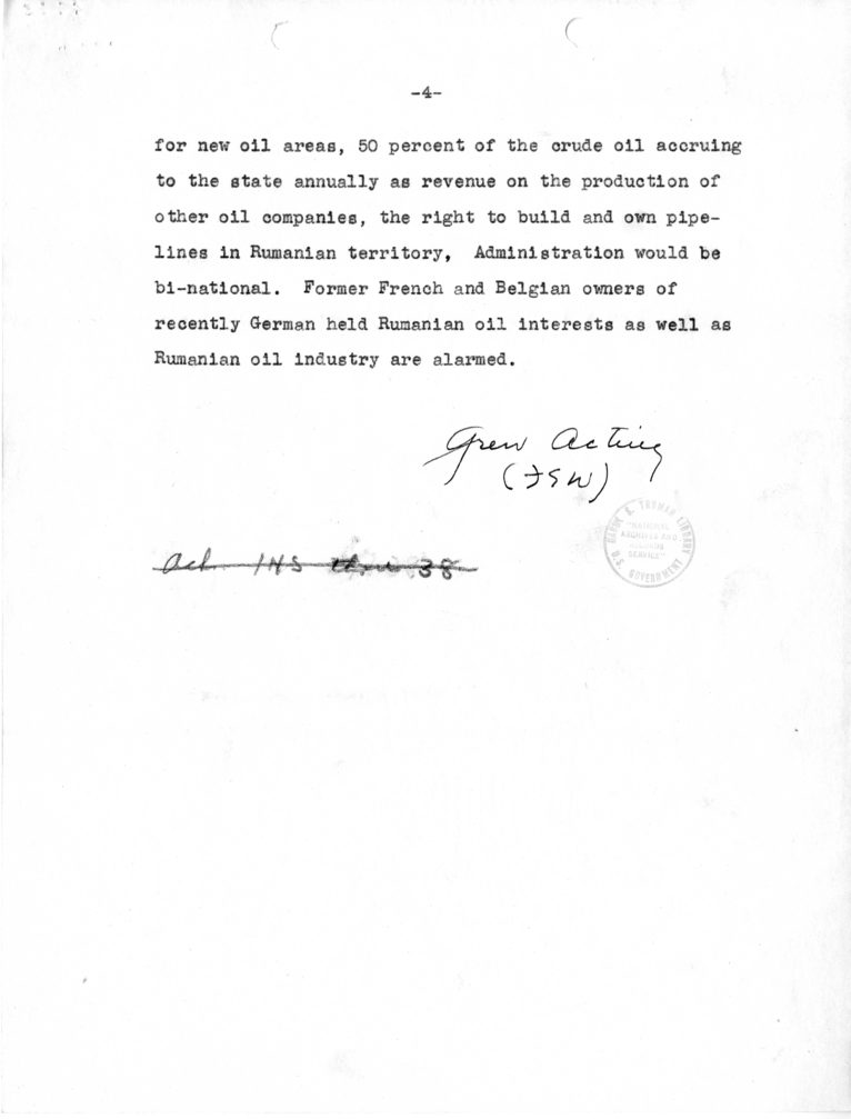 Memorandum from Acting Secretary of State Joseph Grew to Secretary of State James Byrnes [OUT-112]