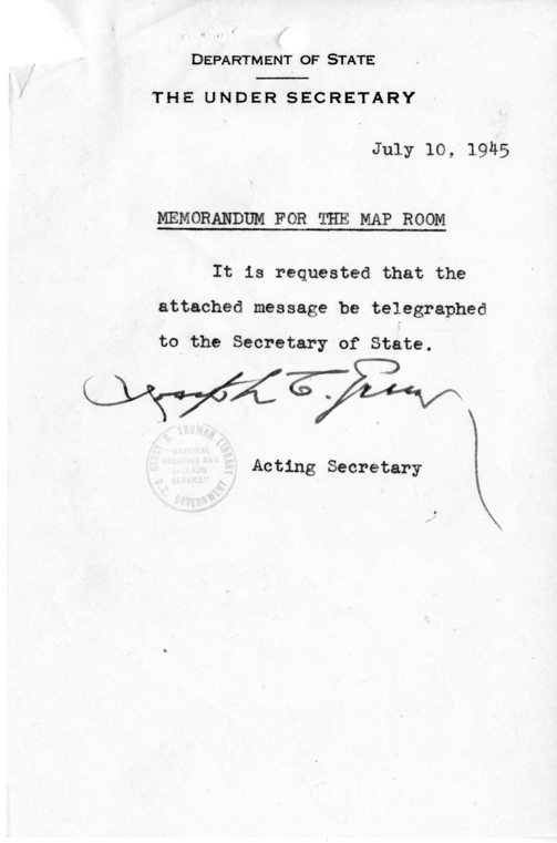 Memorandum from Averell Harriman to President Harry S. Truman and Secretary of State James Byrnes [MR-OUT-90]