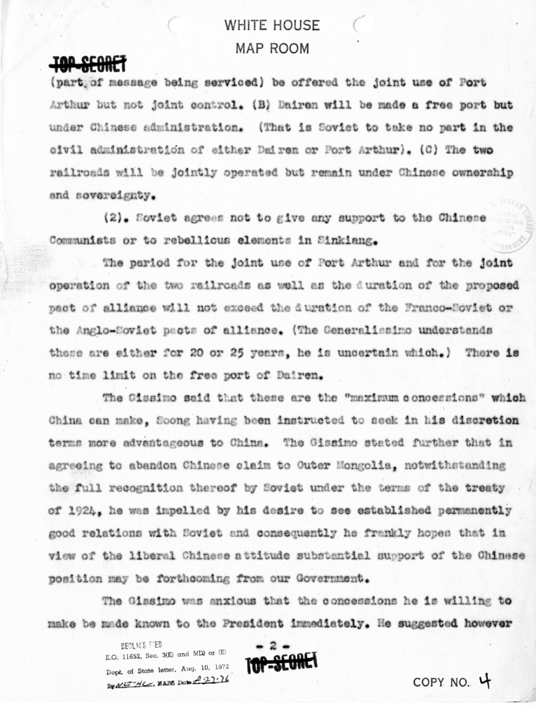 Telegram from Acting Secretary of State Joseph Grew to Secretary of State James Byrnes [NR 59]