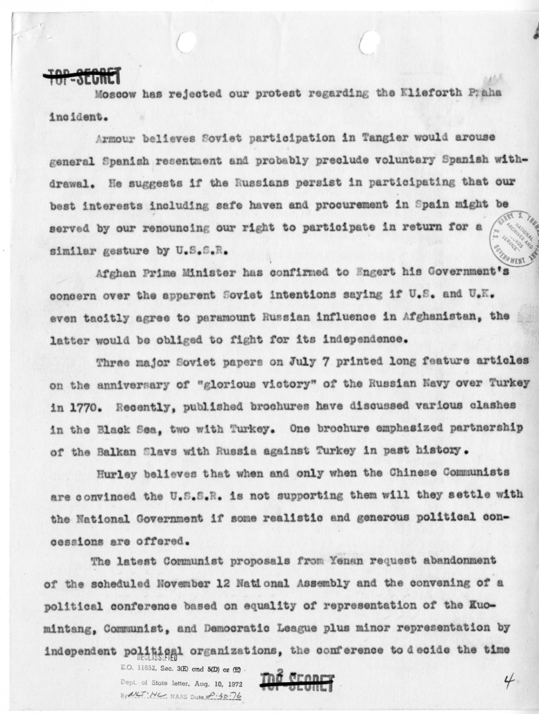 Telegram from Acting Secretary of State Joseph Grew to Secretary of State James Byrnes [NR 104]
