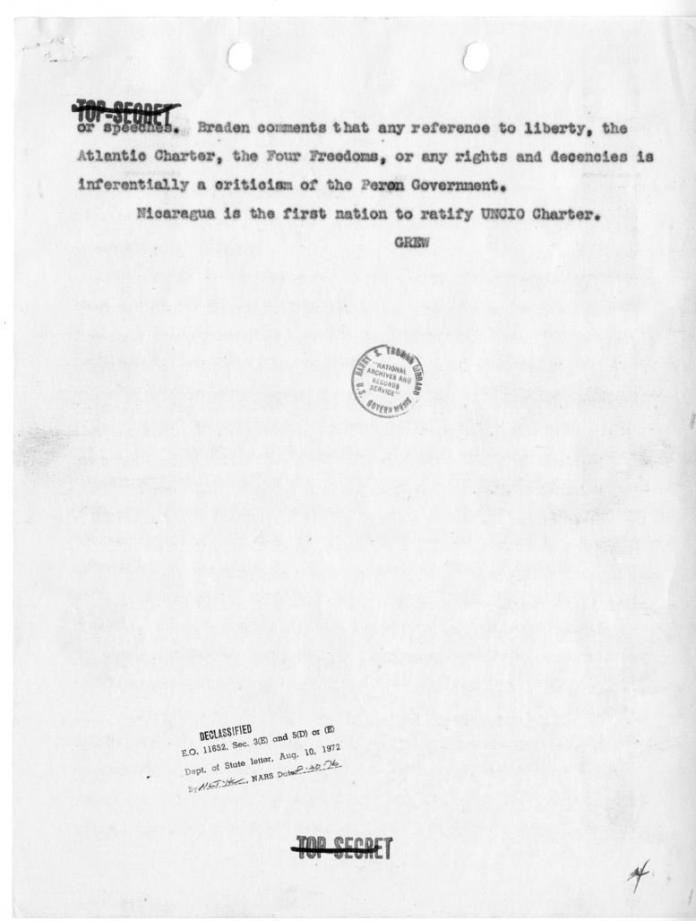 Telegram from Acting Secretary of State Joseph Grew to Secretary of State James Byrnes [NR 77]