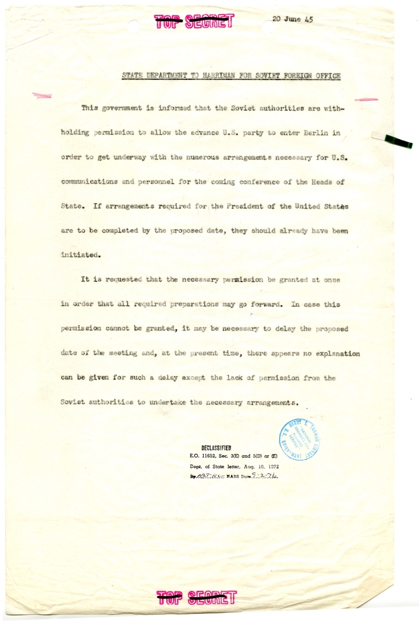 Memorandum from the Chief of Staff to Admiral William Leahy