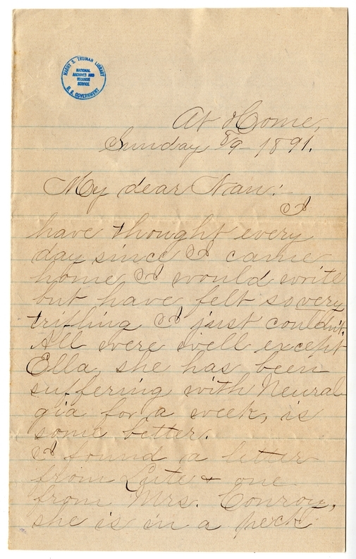 Letter from Mary Martha Truman to Nancy Bentley