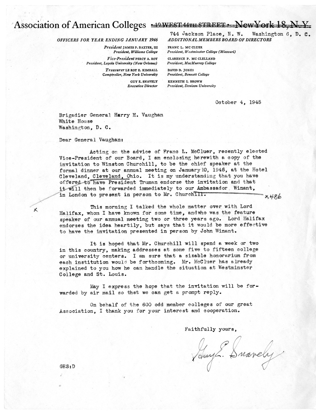 Correspondence Between Brigadier General Harry H. Vaughan and Charles F. Lamkin, with Related Material