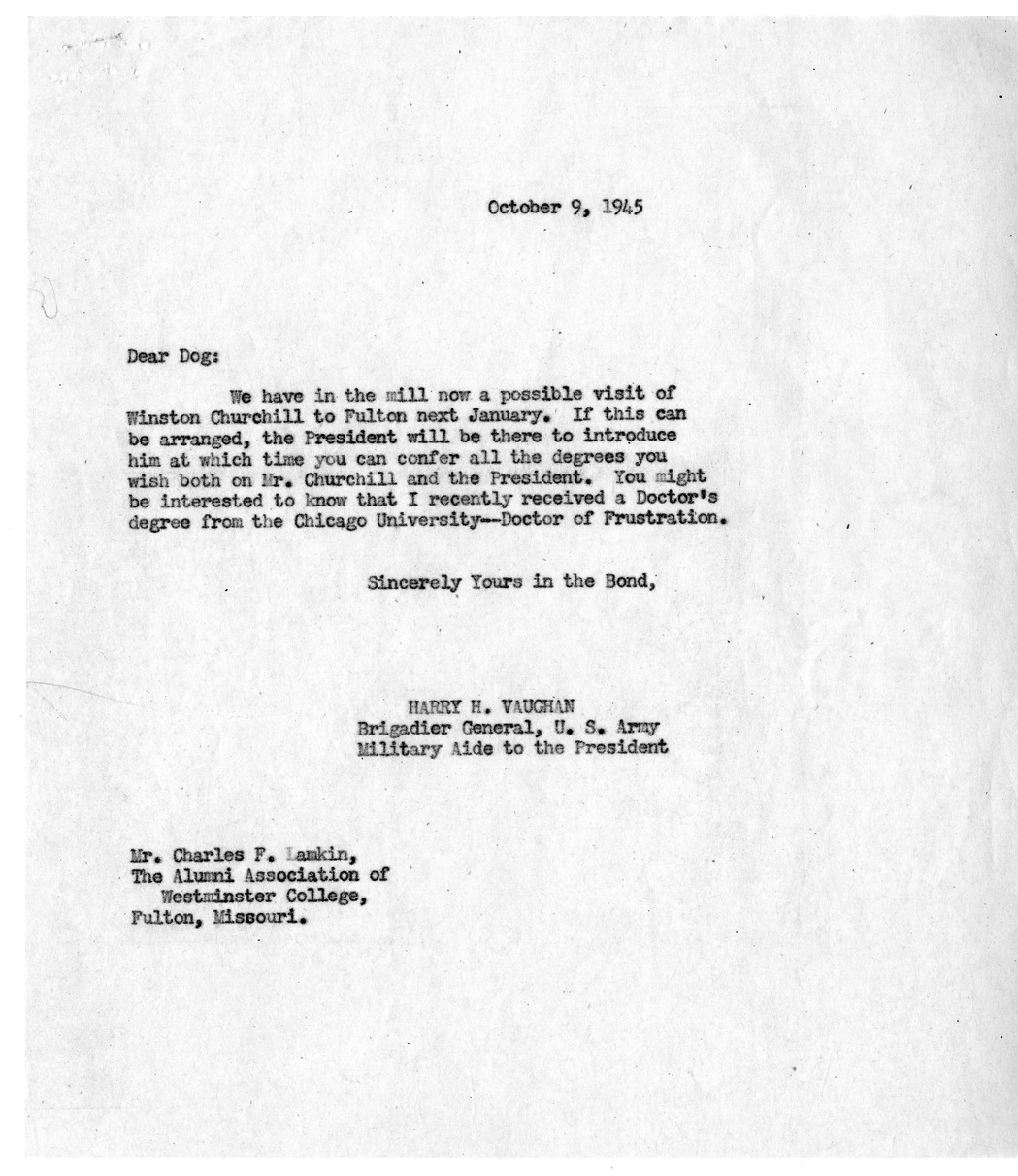 Correspondence Between Brigadier General Harry H. Vaughan and Charles F. Lamkin, with Related Material