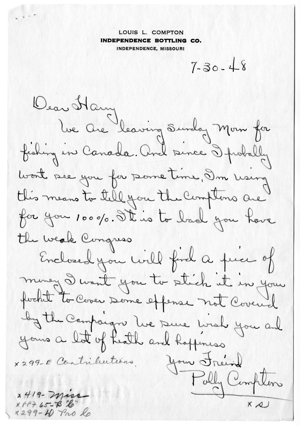 Correspondence Between President Harry S. Truman and Louis L. Compton