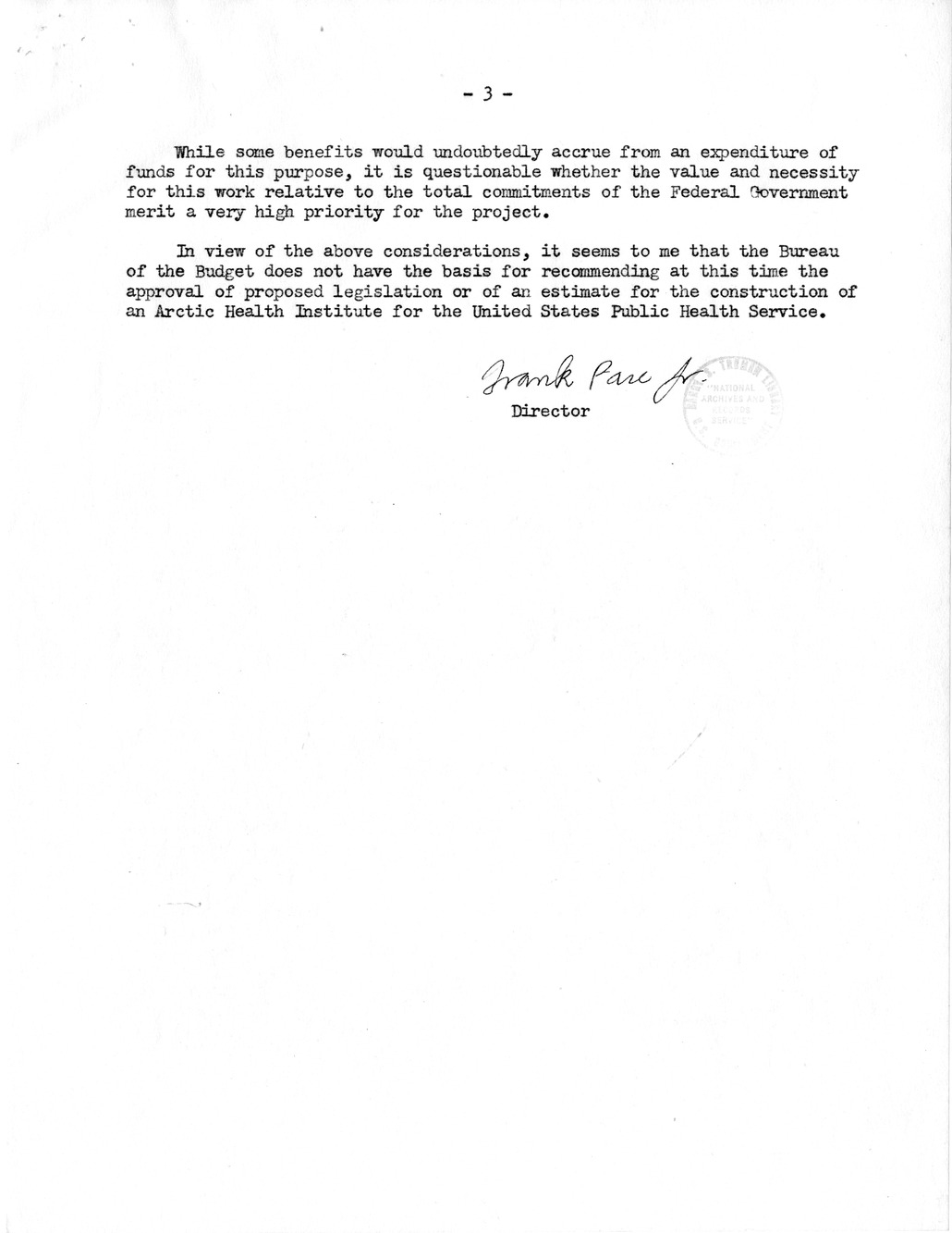 Memorandum from General Robert Landry to President Harry S. Truman, with Related Material