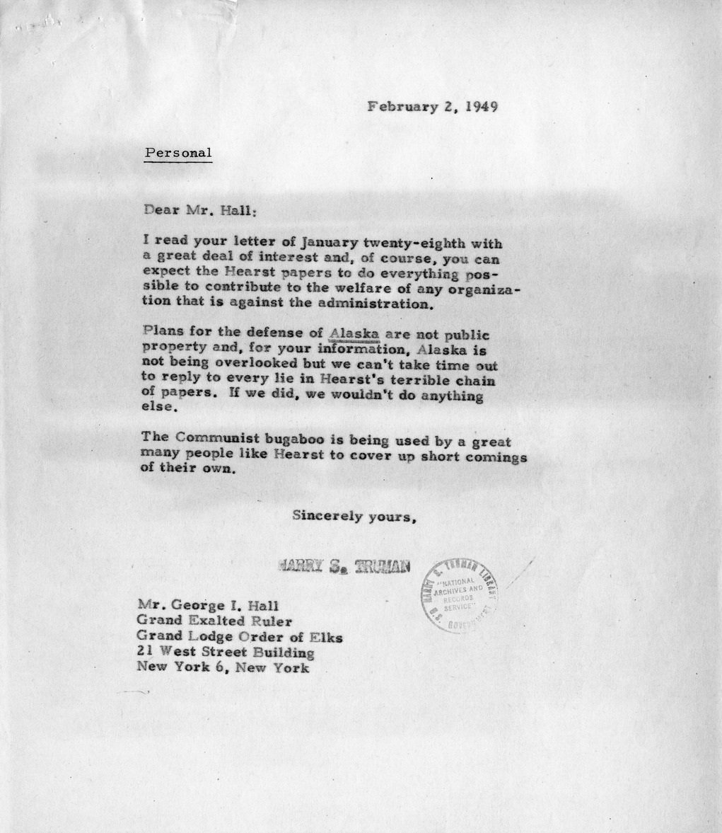 Memorandum from General Robert Landry to President Harry S. Truman, with Related Material