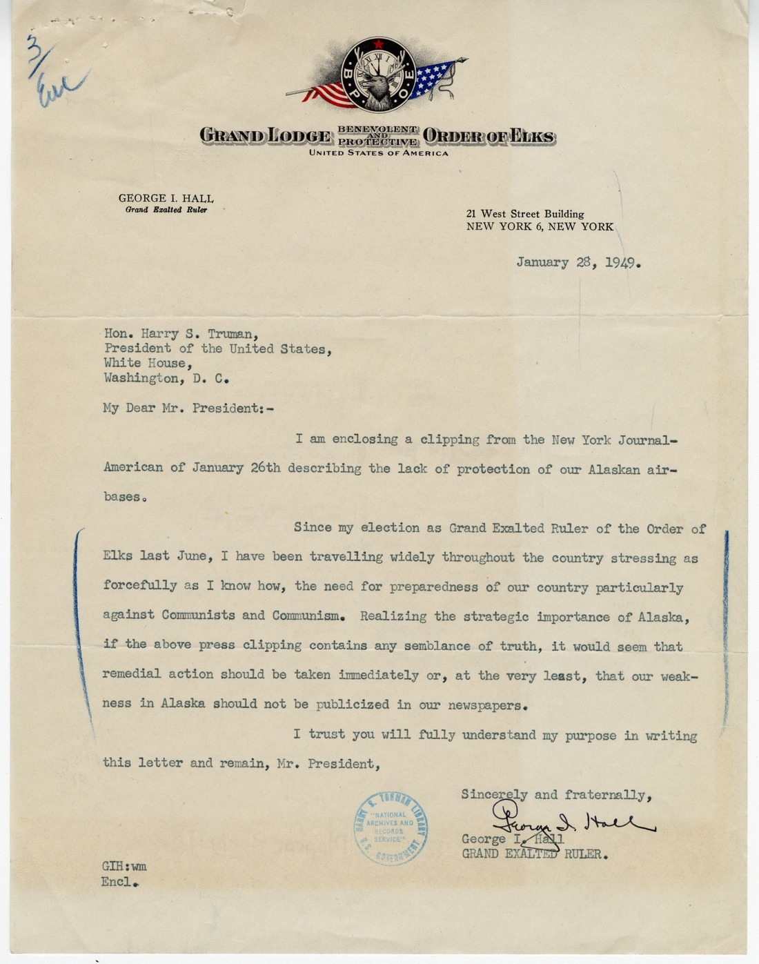 Memorandum from General Robert Landry to President Harry S. Truman, with Related Material