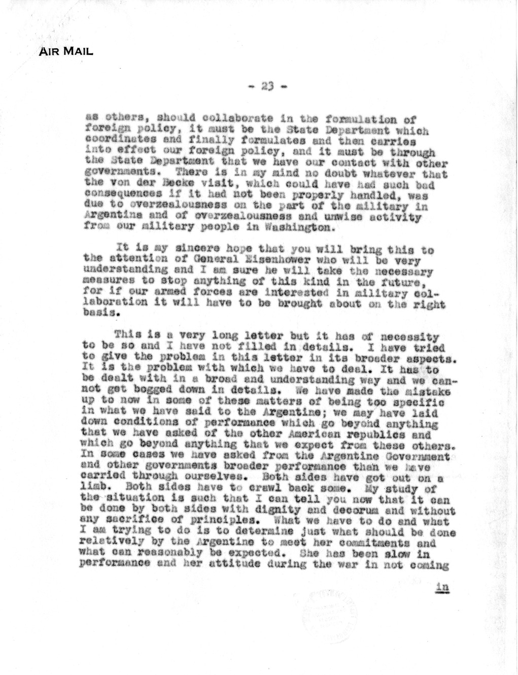 Memorandum from Ambassador George Messersmith to President Harry S. Truman with Attachment