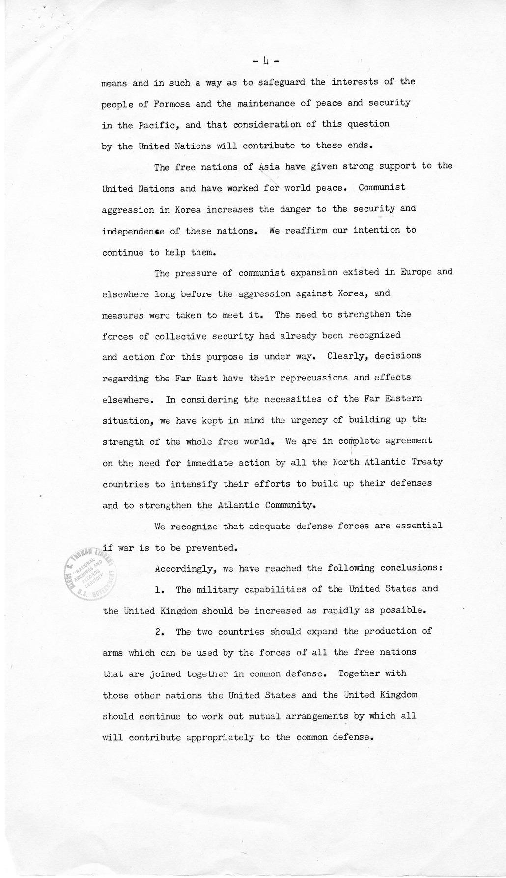 Memorandum from James E. Webb to President Harry S. Truman, with Attached Communique