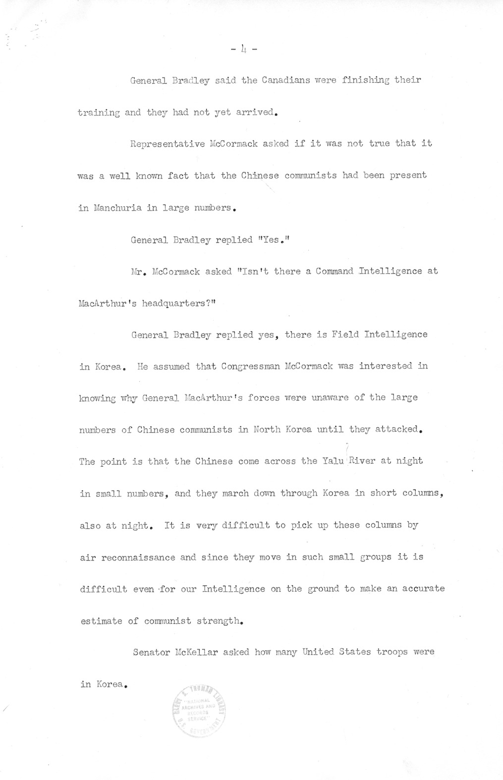 Minutes of Meeting of President Harry S. Truman with Congressional Leaders