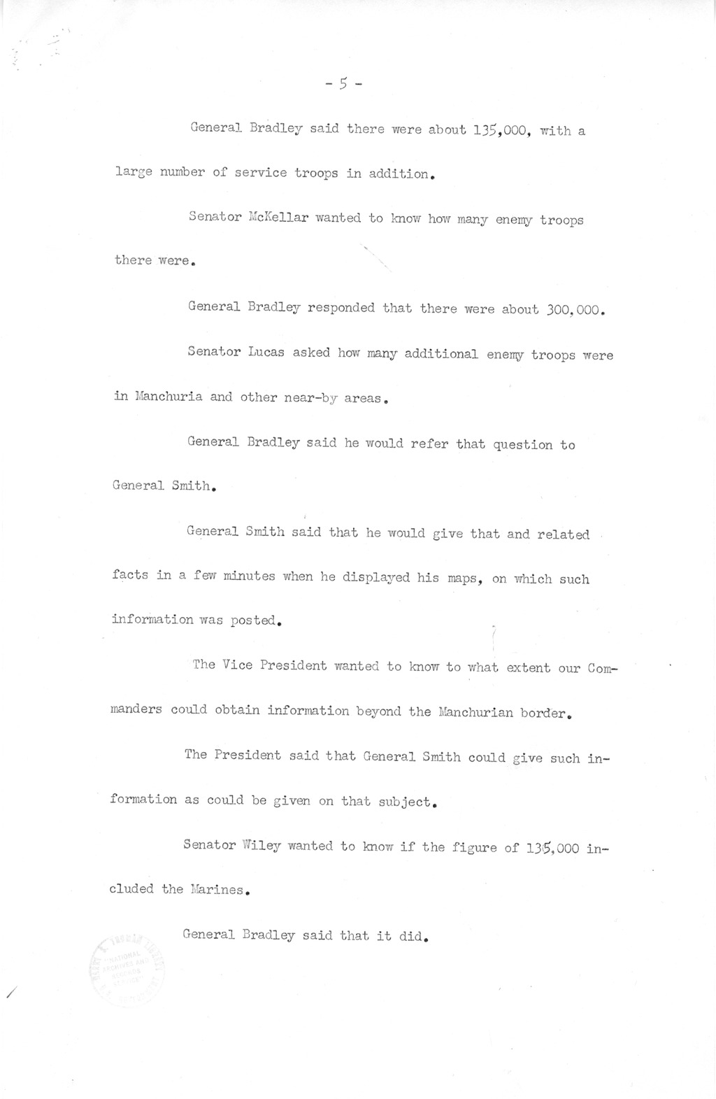 Minutes of Meeting of President Harry S. Truman with Congressional Leaders