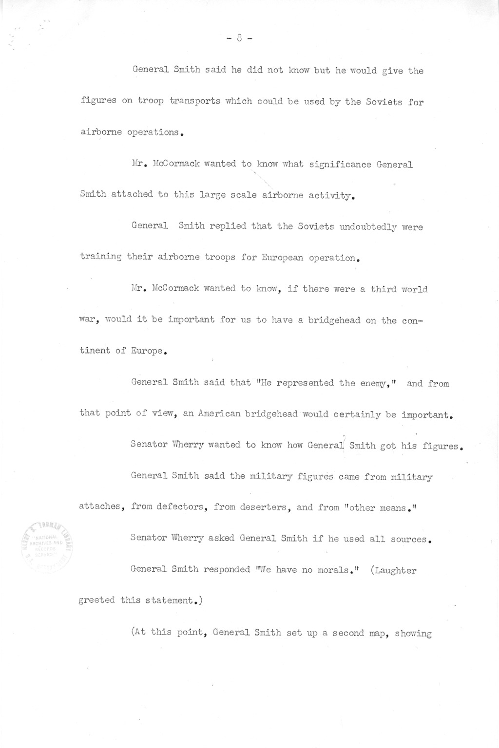 Minutes of Meeting of President Harry S. Truman with Congressional Leaders