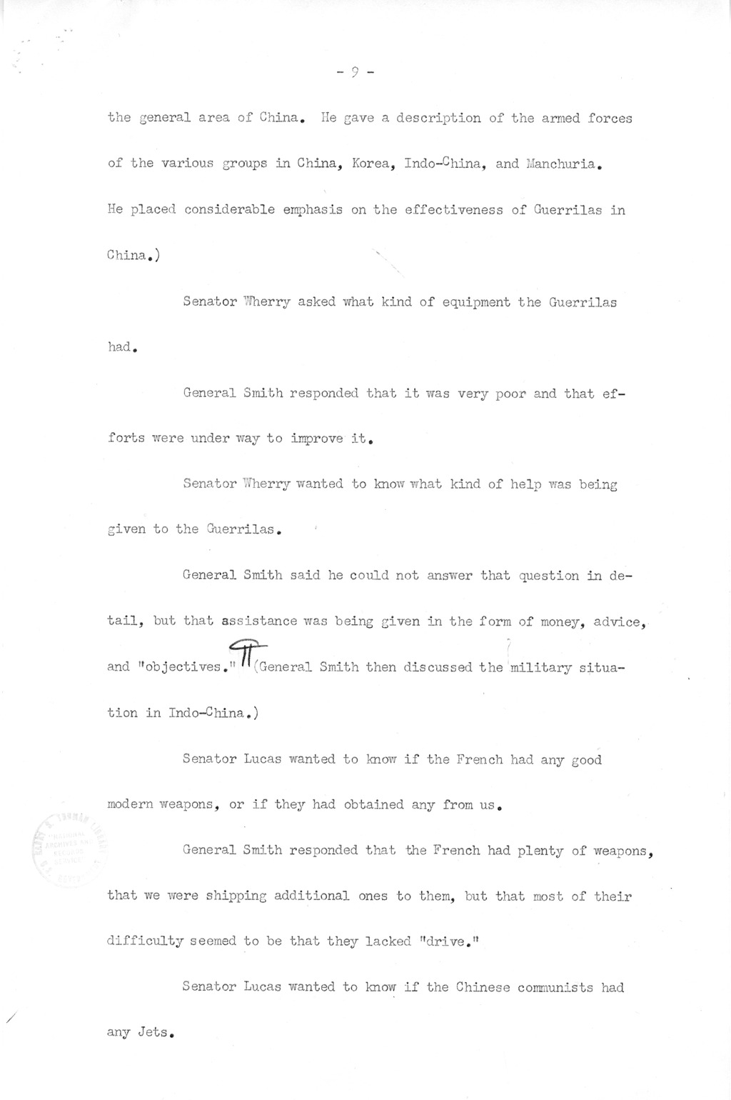 Minutes of Meeting of President Harry S. Truman with Congressional Leaders