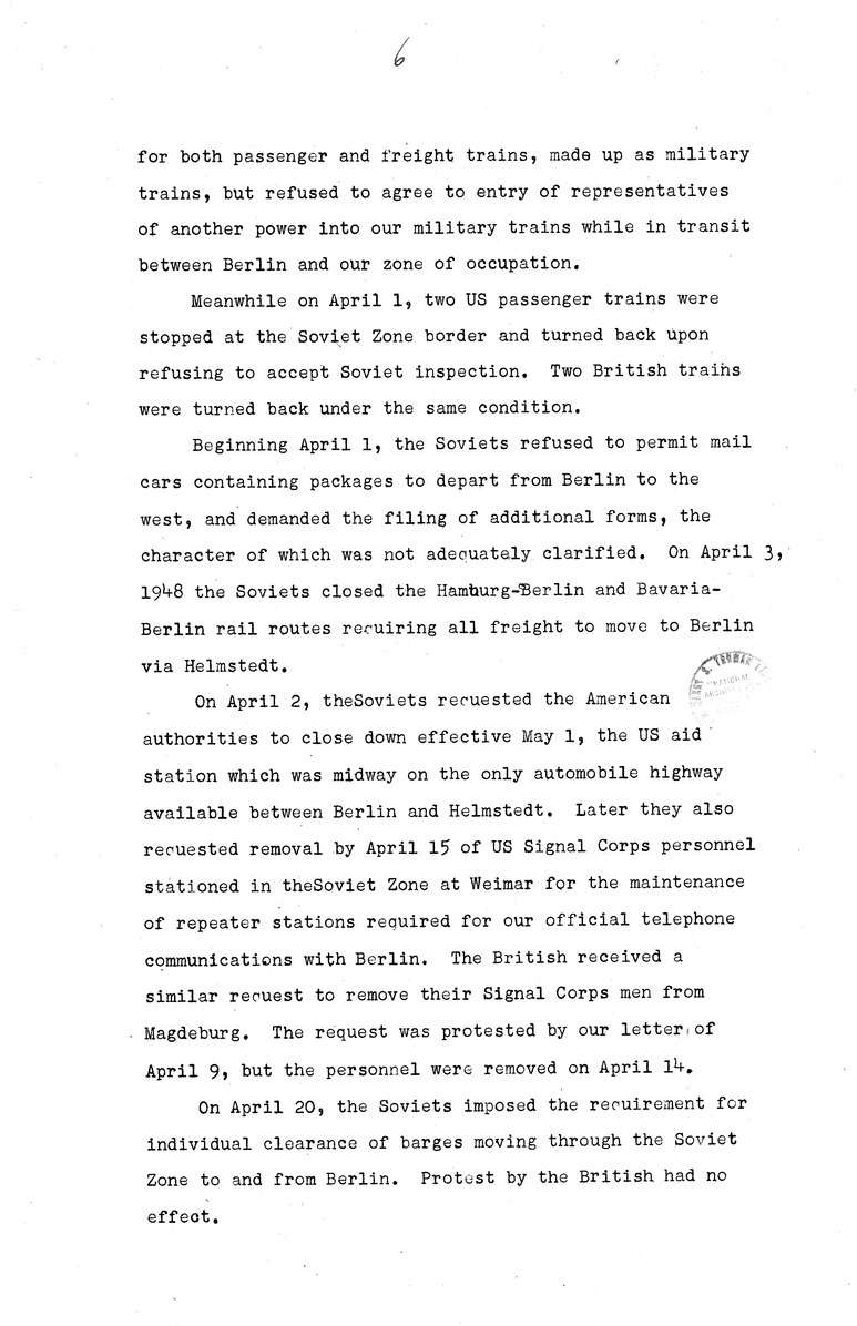 Memorandum from Eben Ayers to President Harry S. Truman, with Attached Report, The Berlin Crisis: Report of the Moscow Discussions, 1948