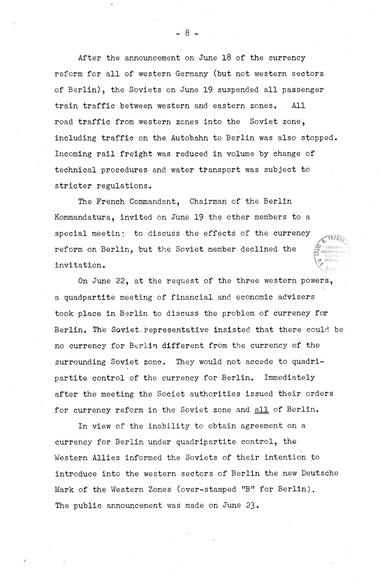 Memorandum from Eben Ayers to President Harry S. Truman, with Attached Report, The Berlin Crisis: Report of the Moscow Discussions, 1948