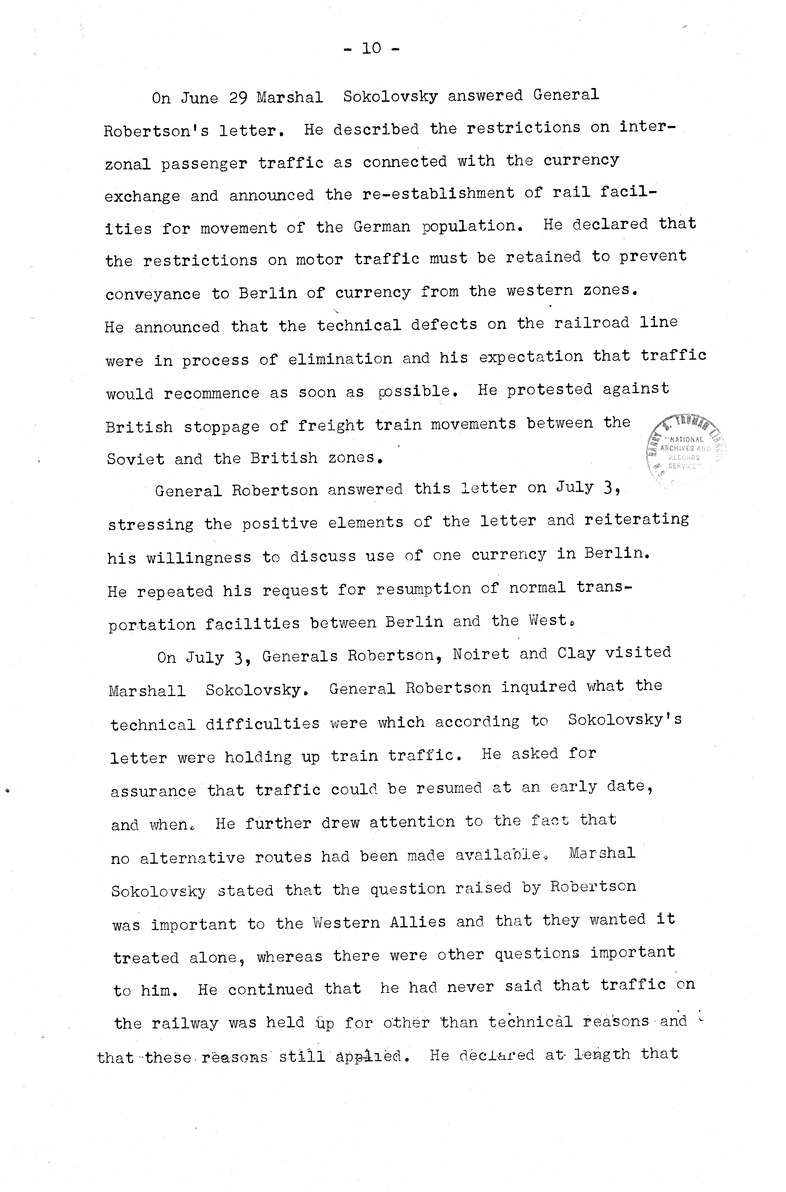 Memorandum from Eben Ayers to President Harry S. Truman, with Attached Report, The Berlin Crisis: Report of the Moscow Discussions, 1948