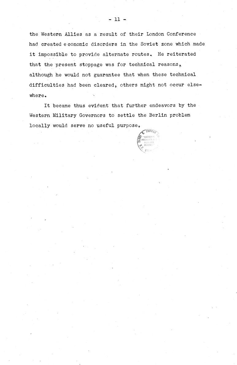 Memorandum from Eben Ayers to President Harry S. Truman, with Attached Report, The Berlin Crisis: Report of the Moscow Discussions, 1948