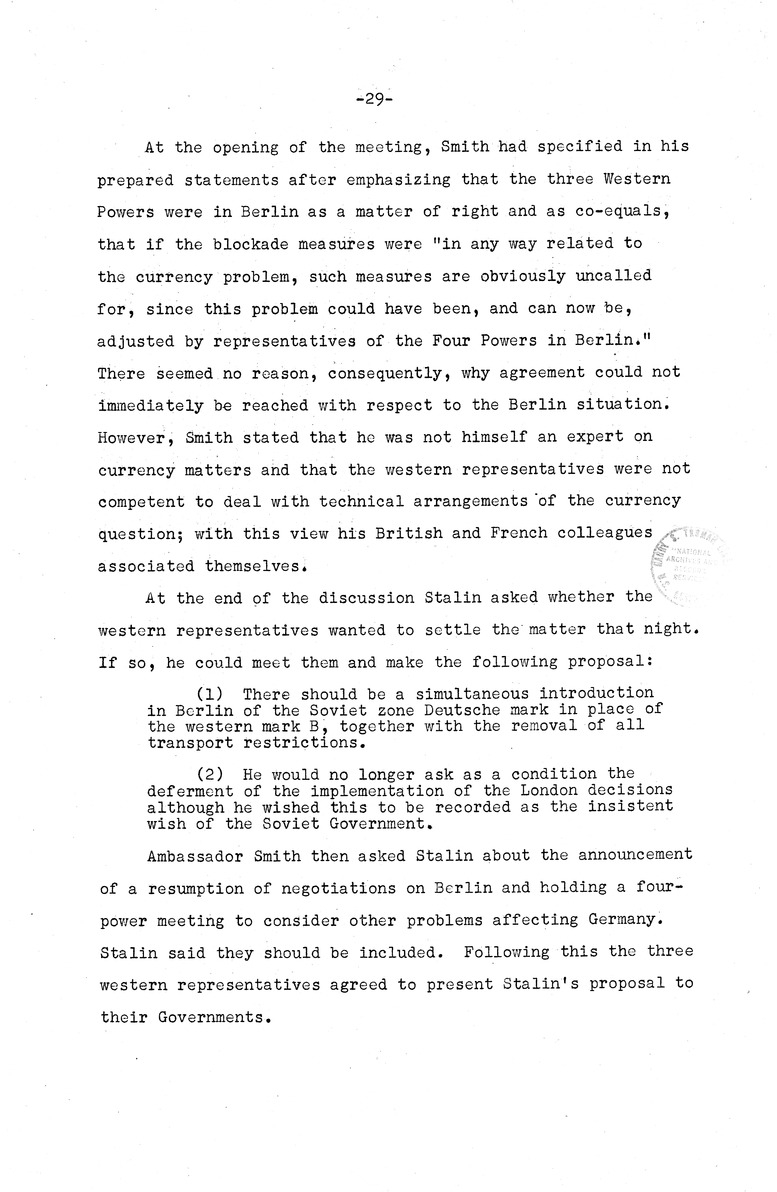 Memorandum from Eben Ayers to President Harry S. Truman, with Attached Report, The Berlin Crisis: Report of the Moscow Discussions, 1948