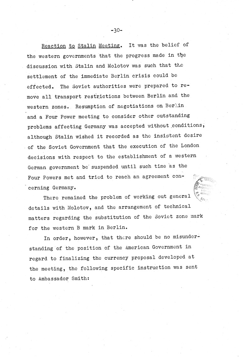 Memorandum from Eben Ayers to President Harry S. Truman, with Attached Report, The Berlin Crisis: Report of the Moscow Discussions, 1948