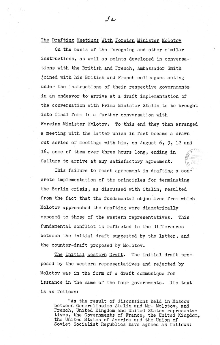 Memorandum from Eben Ayers to President Harry S. Truman, with Attached Report, The Berlin Crisis: Report of the Moscow Discussions, 1948